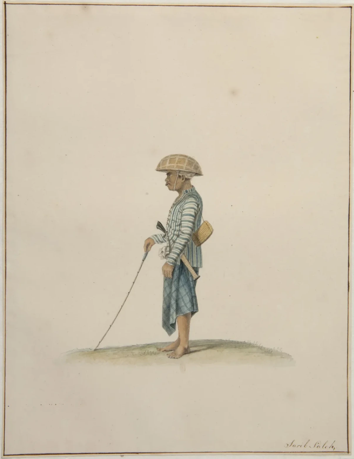 Un homme avec une épée et un bâton de bambou, Raden Saleh