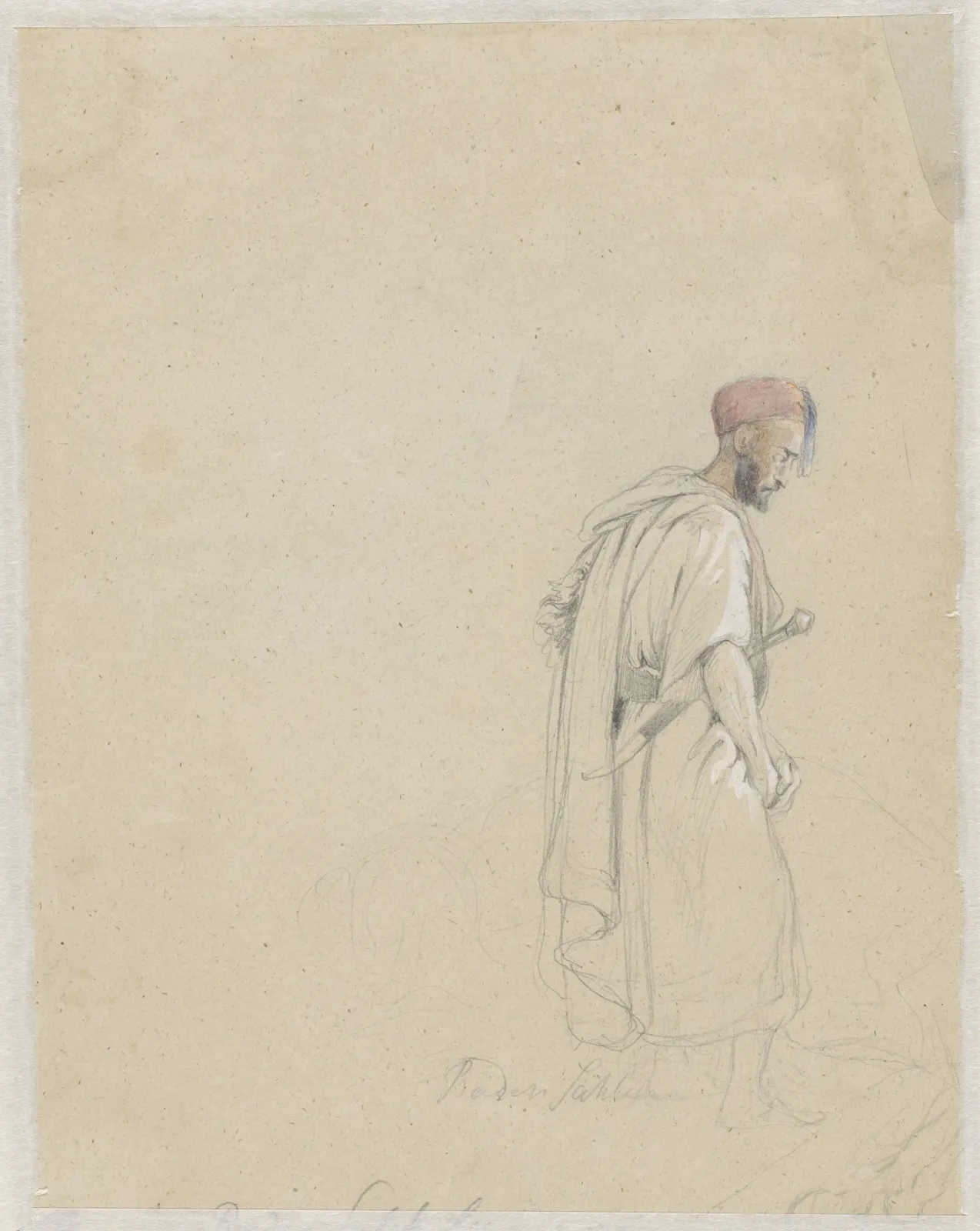 Étude de figure : un homme au turban et à l'épée, Raden Saleh