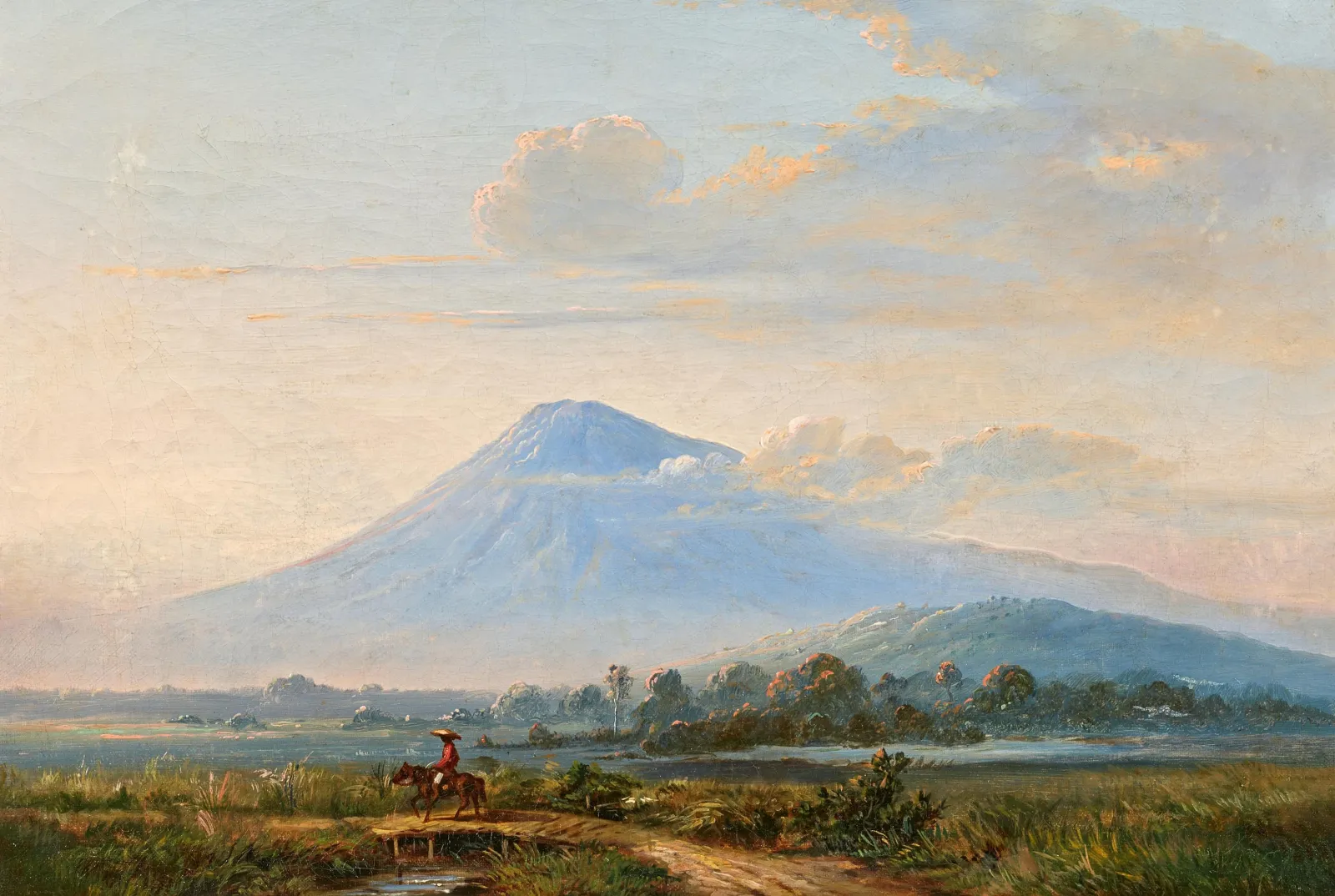 Paysage javanais avec le Merapi et un cavalier, Raden Saleh