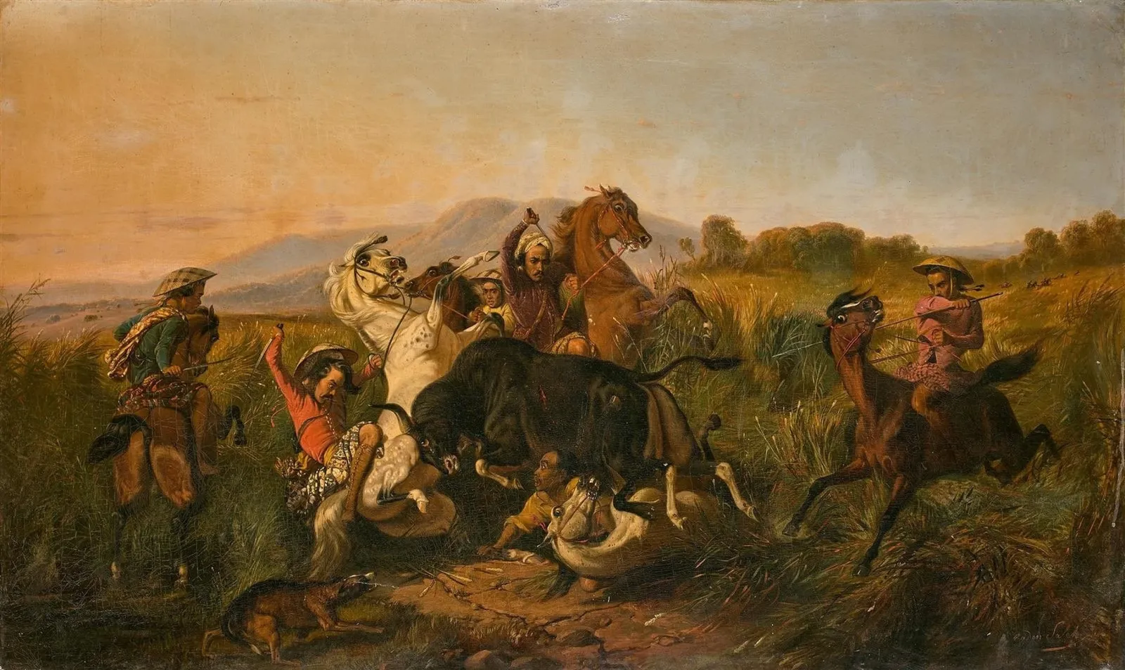 La Chasse au taureau sauvage, Raden Saleh