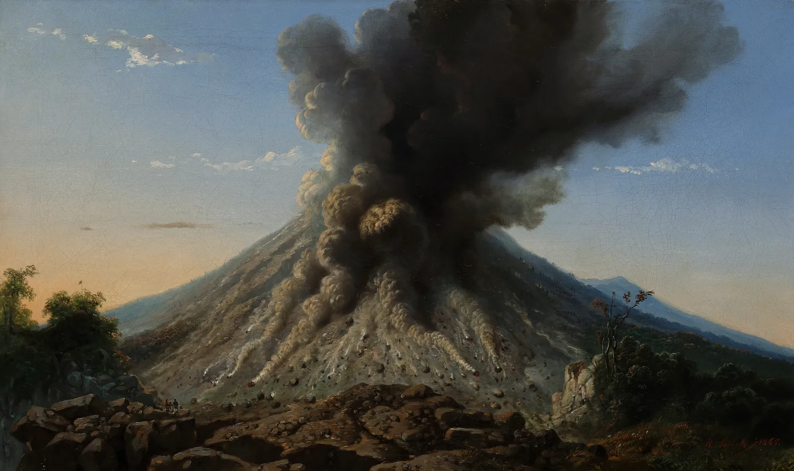 L'Éruption du Merapi, de jour, Raden Saleh