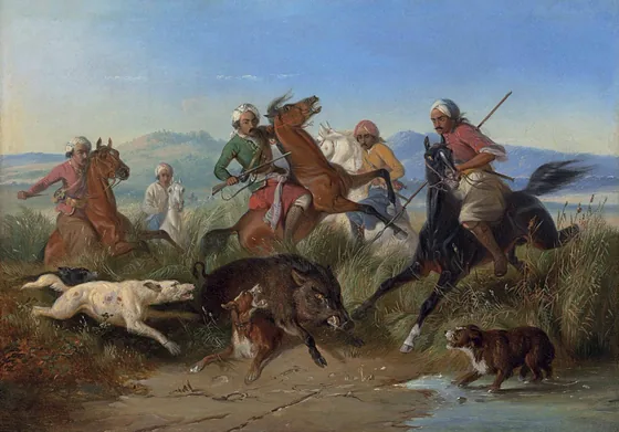 A Boar Hunt in Java — Raden Saleh