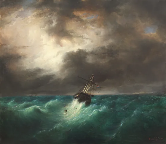 Dutch Ship in Storm — Raden Saleh