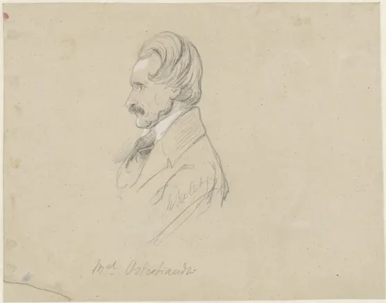 Portret van de schilder Daniël van Oosterhoudt, in profiel naar links — Raden Saleh