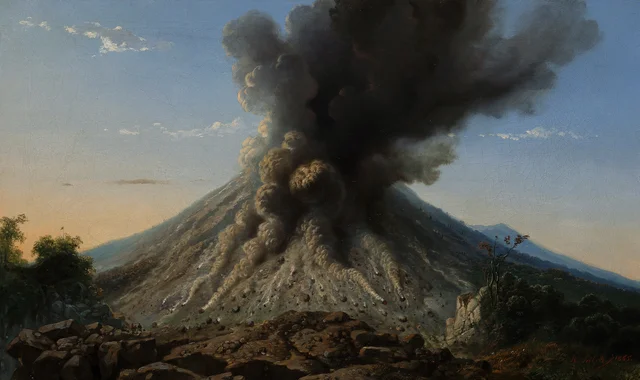 La erupción del Merapi, de día, Raden Saleh