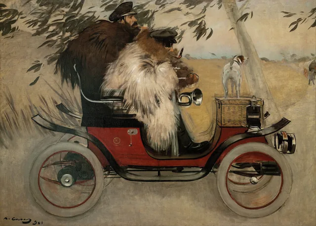 Ramon Casas and Pere Romeu in an Automobile, Ramon Casas