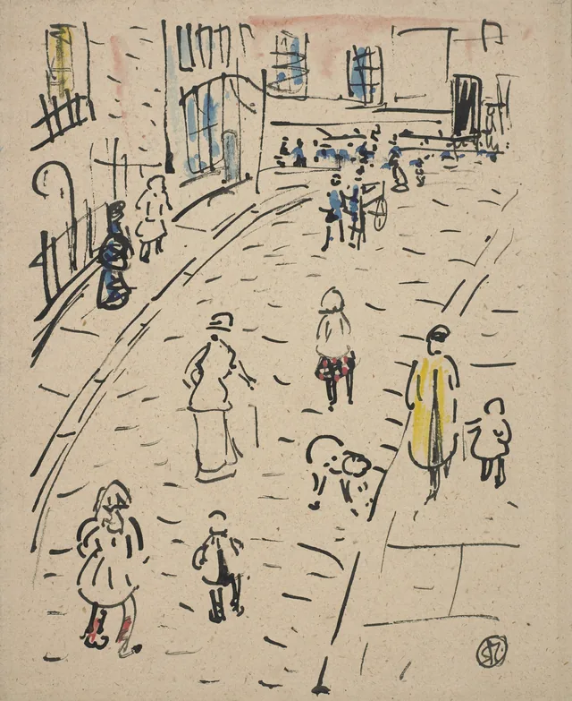 Cena de rua com personagens, Raymond McIntyre