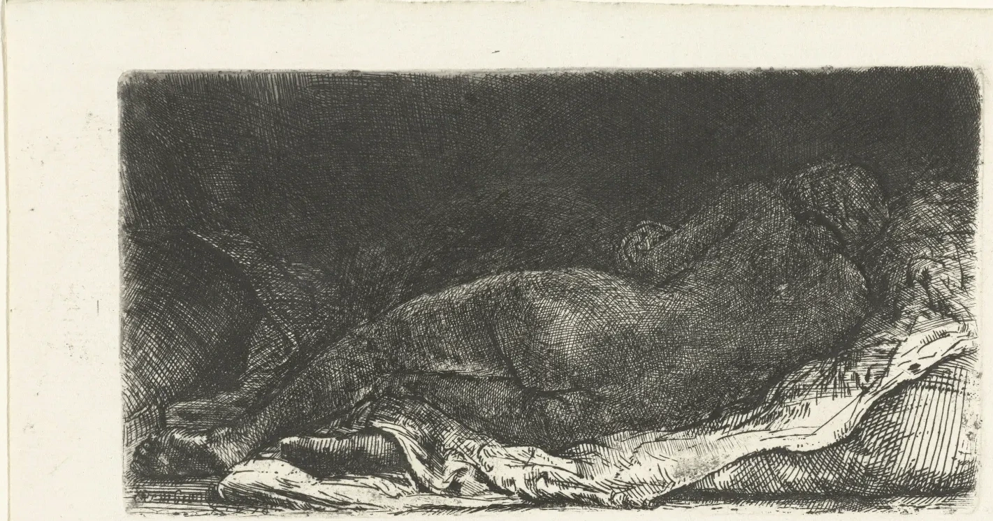 Mujer desnuda tumbada, Rembrandt van Rijn