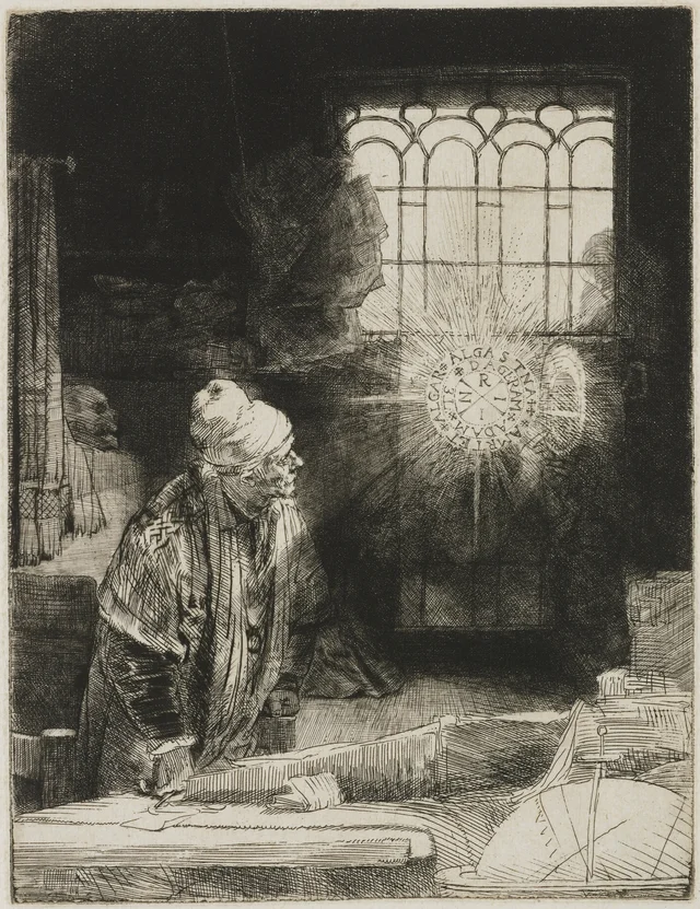 Fausto en su gabinete, Rembrandt van Rijn
