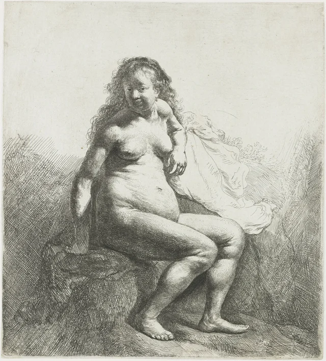Naked woman on a mound
