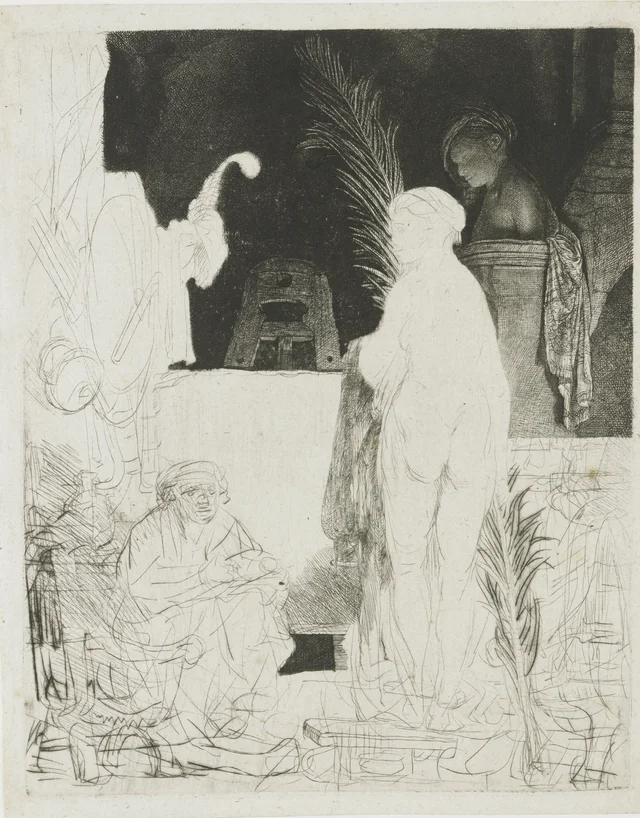 El artista dibujando a un modelo, Rembrandt van Rijn