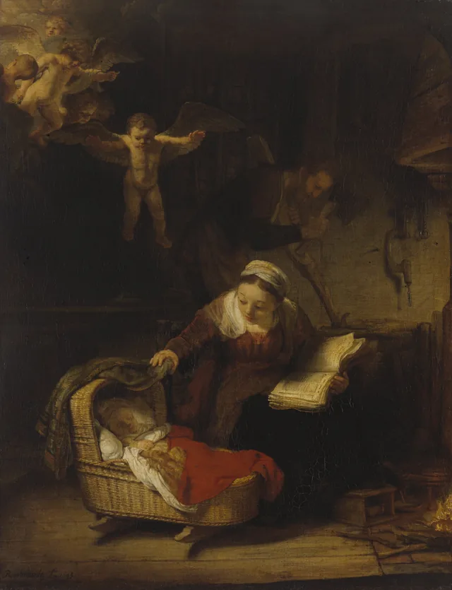 The Holy Family with Angels, Rembrandt van Rijn