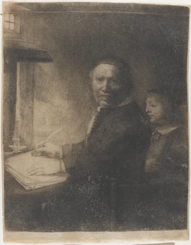 Lieven Willemsz. van Coppenol, writing master: the smaller plate, Rembrandt van Rijn