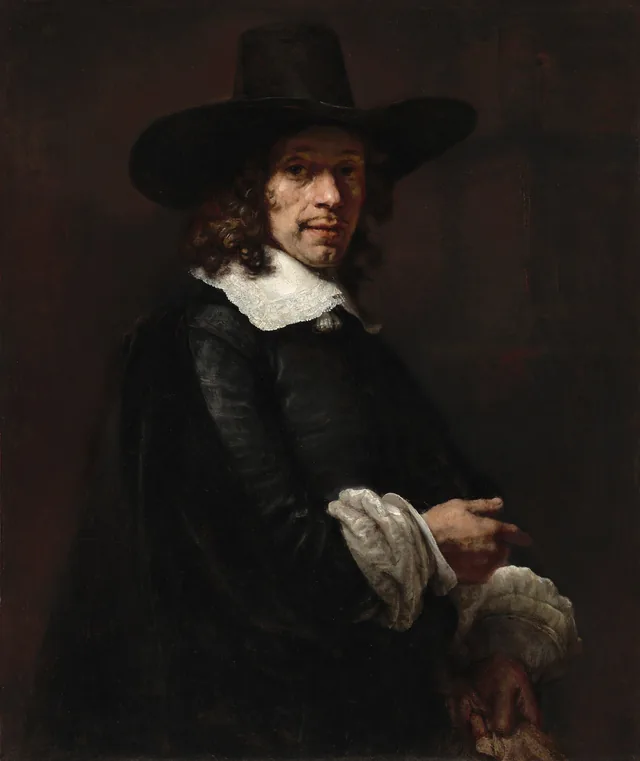 Portrait of a Gentleman with a Tall Hat and Gloves, Rembrandt van Rijn