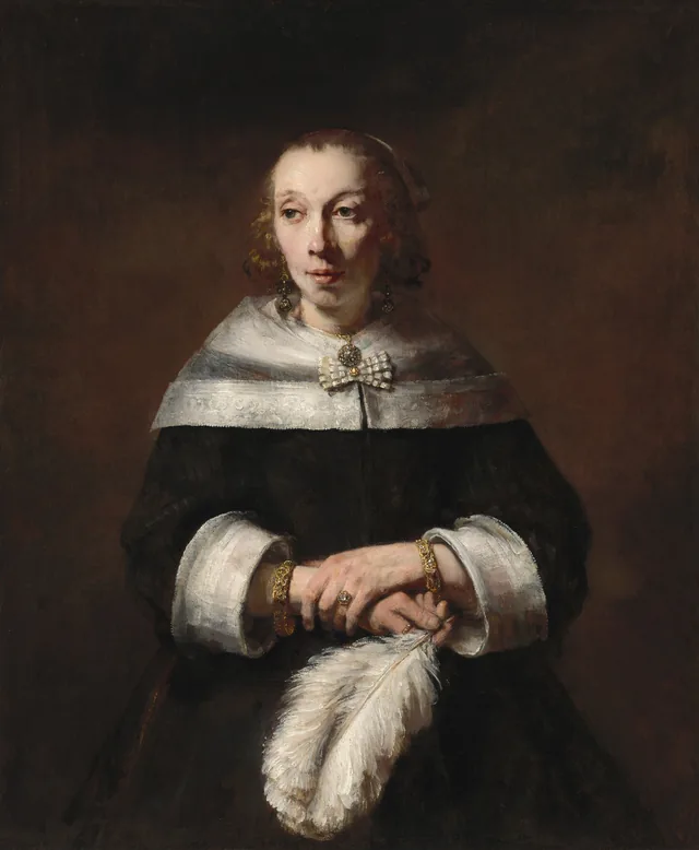 Portrait of a Lady with an Ostrich-Feather Fan, Rembrandt van Rijn