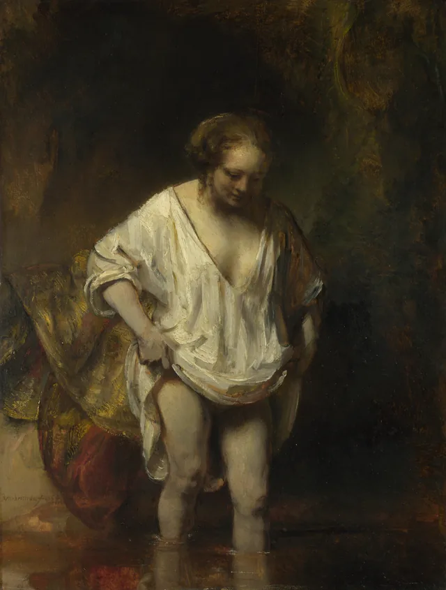 A Woman Bathing in a Stream (Hendrickje Stoffels?), Rembrandt van Rijn