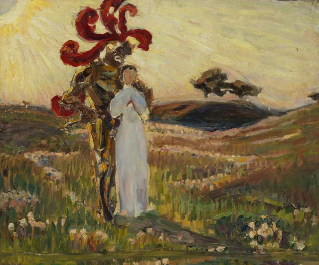 Esboço para O Cavaleiro e a Moça. Esboço de 1894 para o quadro de 1897 da galeria Thiel, Richard Bergh