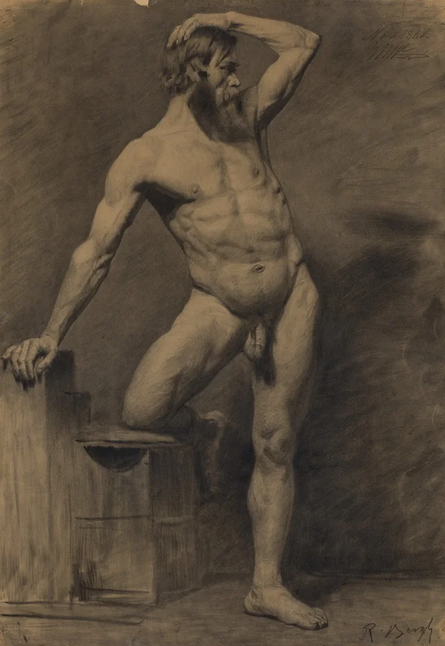 Estudo de academia a partir de um modelo masculino vivo, Richard Bergh