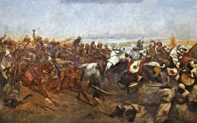La carga del 21.º regimiento de lanceros en la batalla de Omdurmán, Richard Caton Woodville