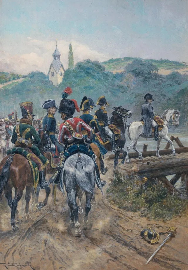 Napoleon Crossing the Bridge to Lobau Island, Richard Caton Woodville