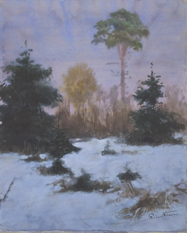 Paysage de neige dans la rougeur du soir, Richard Friese