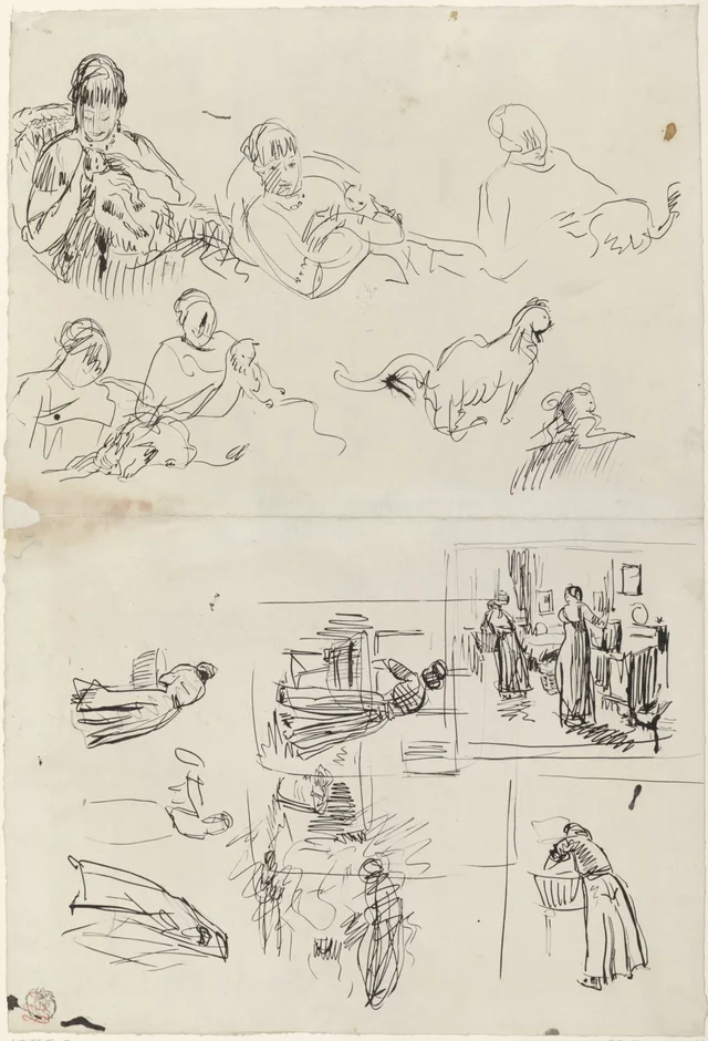 Studies of a Woman with a Cat and Women at Washtubs, Rik Wouters