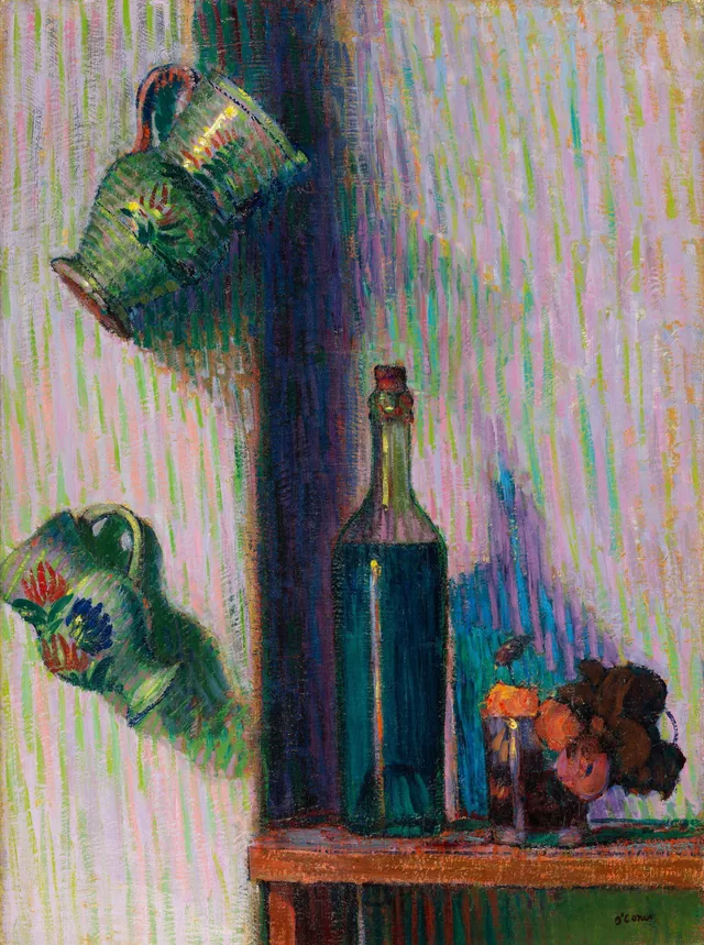 Flores, garrafa e duas bilhas, Roderic O'Conor
