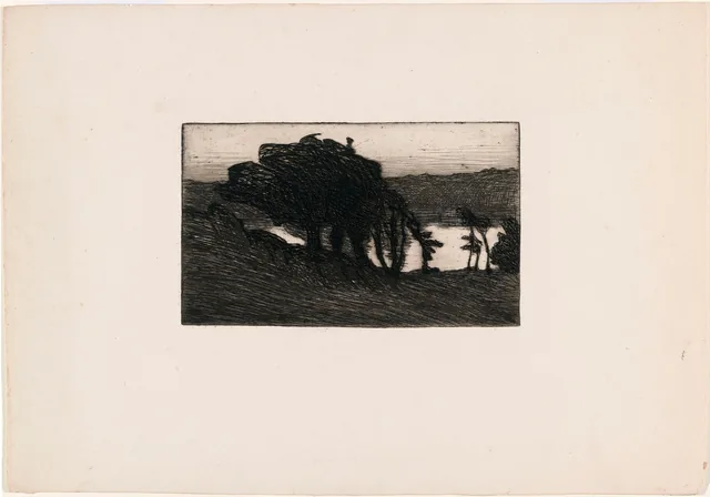 Paisagem com árvores escuras e o rio, Roderic O'Conor