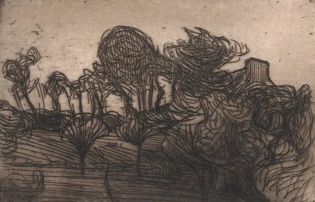 Árvores e telhado, Roderic O'Conor