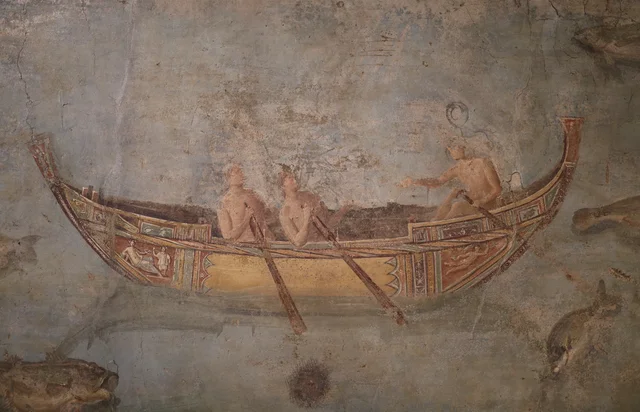 Boat and rowers on a seabed, Ancient Rome