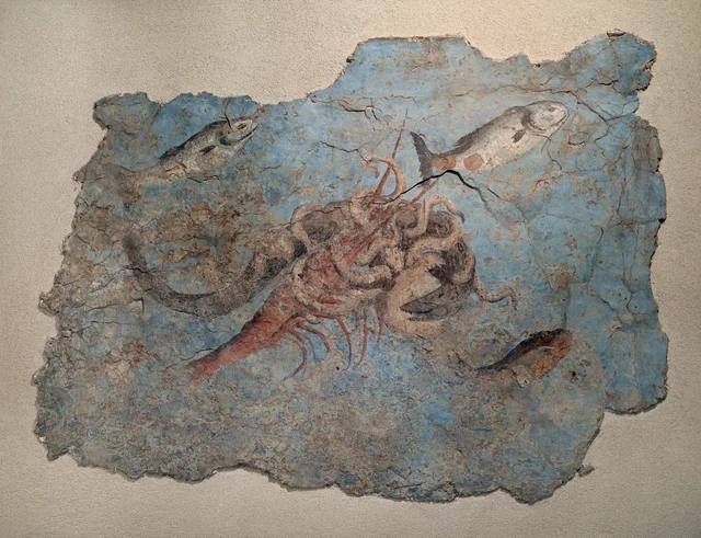 Combat d'une pieuvre, d'une murène et d'un homard, Rome antique