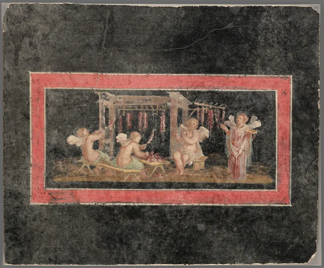 Fresco Fragment with Four Cupids Hanging Garlands