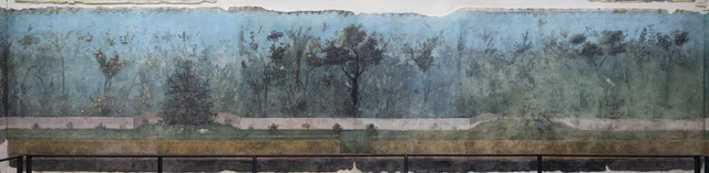 リウィアの別荘の庭園画：奥の壁