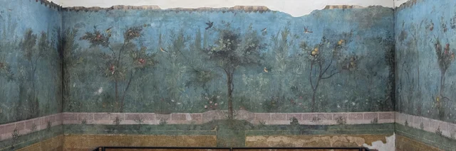 リウィアの別荘の庭園画：左の短い壁