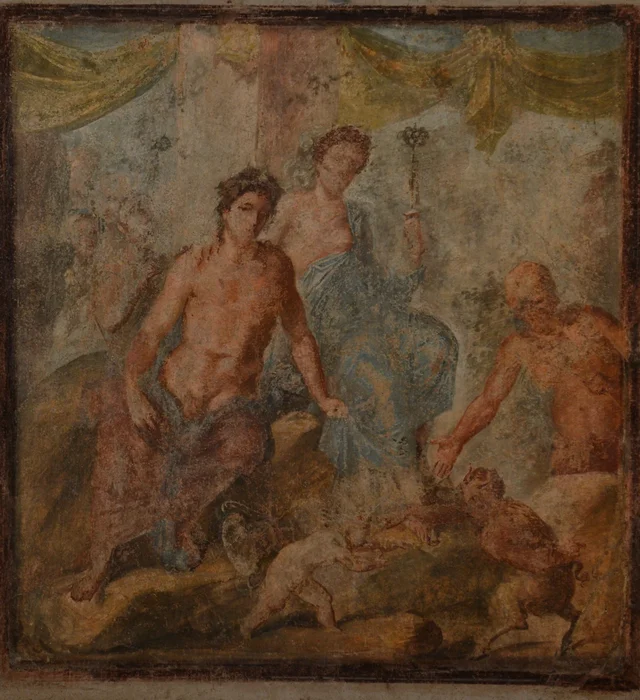La lutte de Pan et d'Amour devant Bacchus