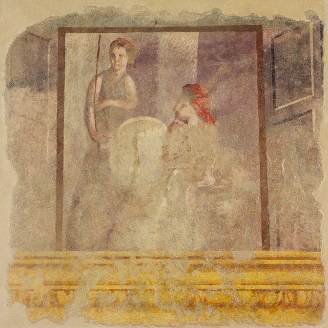 Wall painting fragment from the north wall of Room H of the Villa of P. Fannius Synistor at Boscoreale
