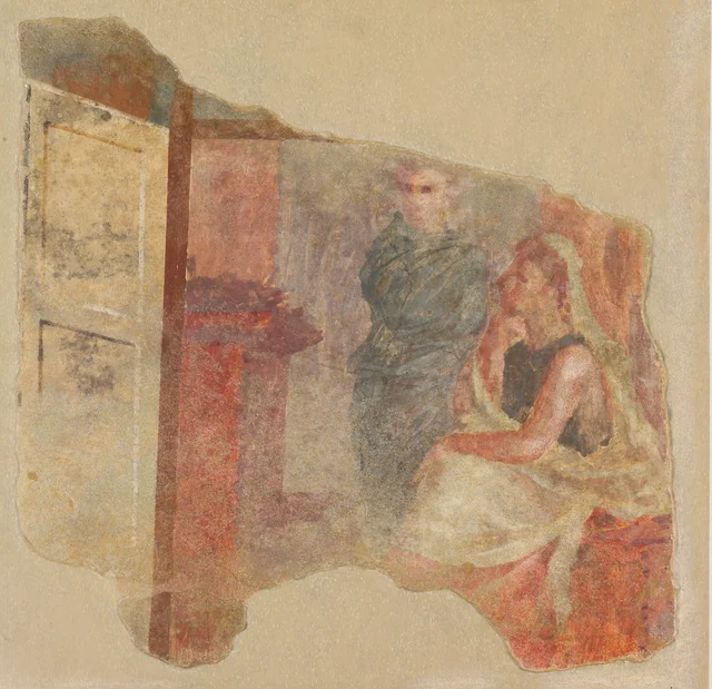 Fragment de peinture murale de la paroi nord de la salle H de la villa de P. Fannius Synistor à Boscoreale