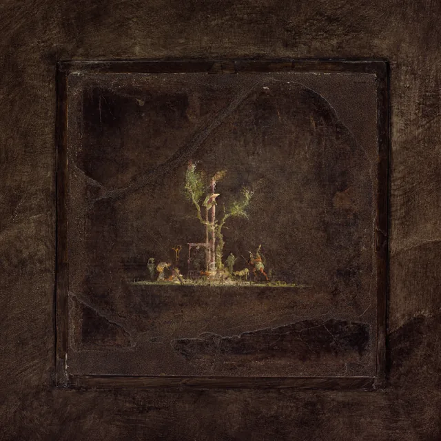 Wall painting on black ground: landscape, from the imperial villa at Boscotrecase, Ancient Rome