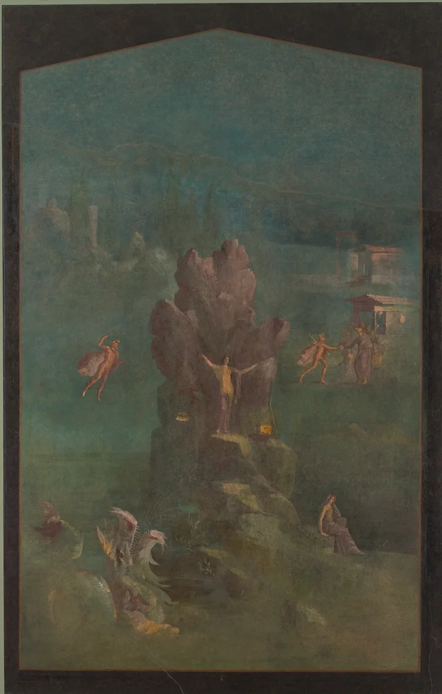 Wall painting: Perseus and Andromeda in landscape, from the imperial villa at Boscotrecase