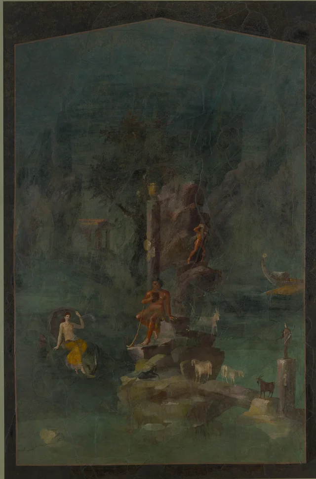 Wall painting: Polyphemus and Galatea in a landscape, from the imperial villa at Boscotrecase