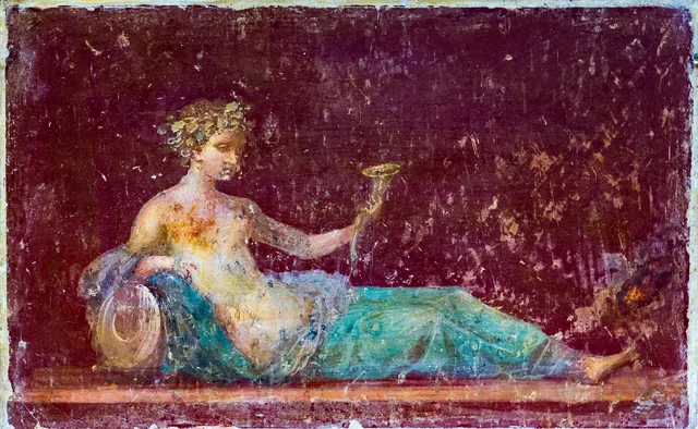 Wall painting: reclining young female (naiad?)