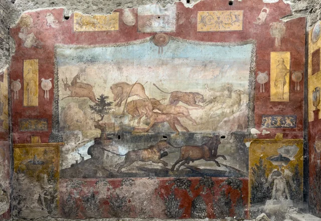 Bêtes sauvages chassant dans un paysage