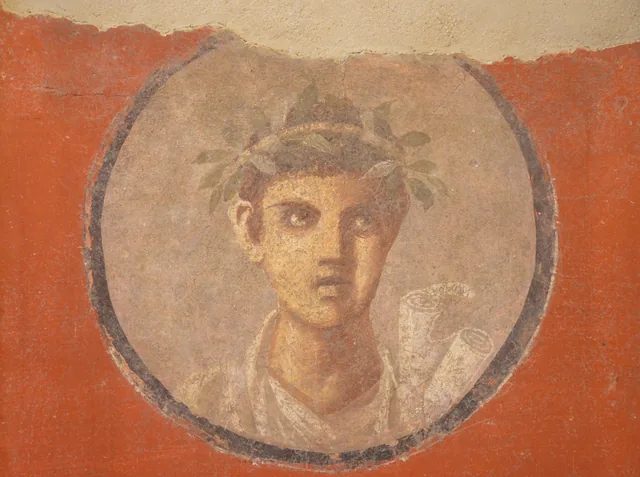 Young man holding a scroll inscribed “Homer”