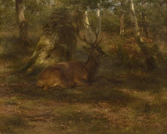 Forêt avec un cerf
