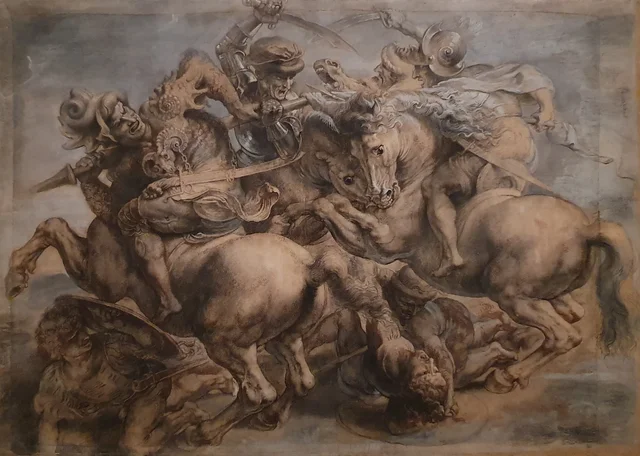 La lucha por el estandarte, a partir de La batalla de Anghiari de Leonardo da Vinci