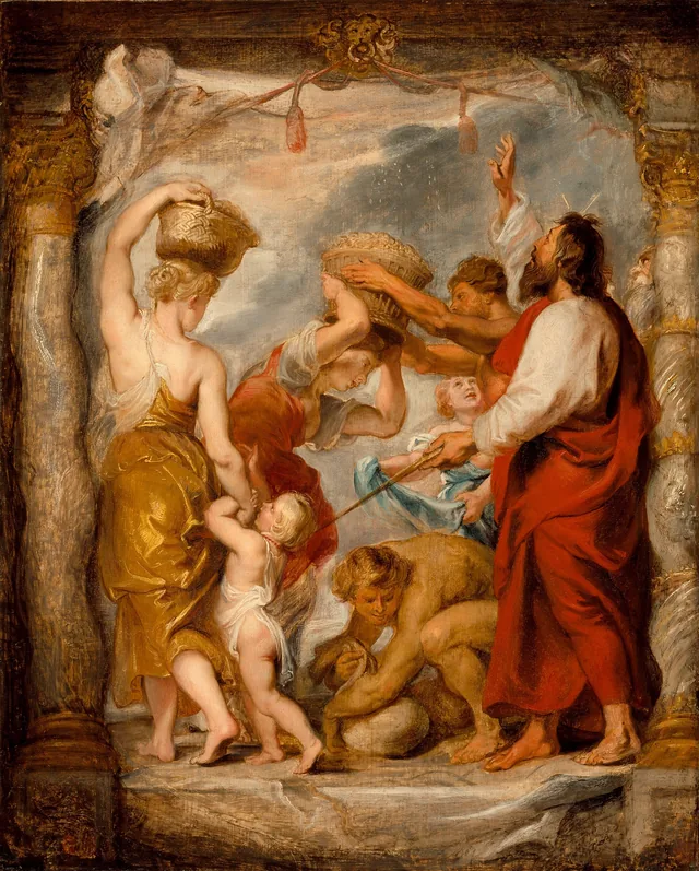 Los israelitas recogiendo el maná en el desierto