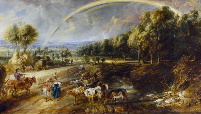Paisaje con arcoíris