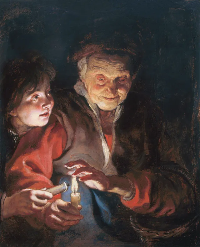 Anciana y muchacho con velas, Pedro Pablo Rubens