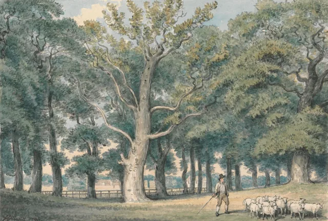 A Park Landscape with Shepherd and Sheep, Samuel Howitt