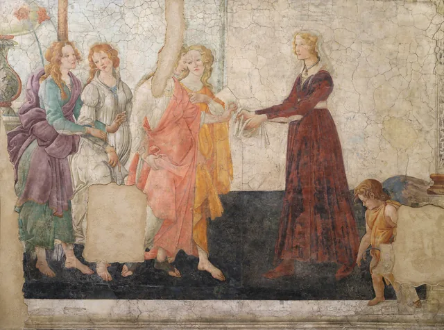 Vénus et les trois Grâces offrant des présents à une jeune fille, Sandro Botticelli